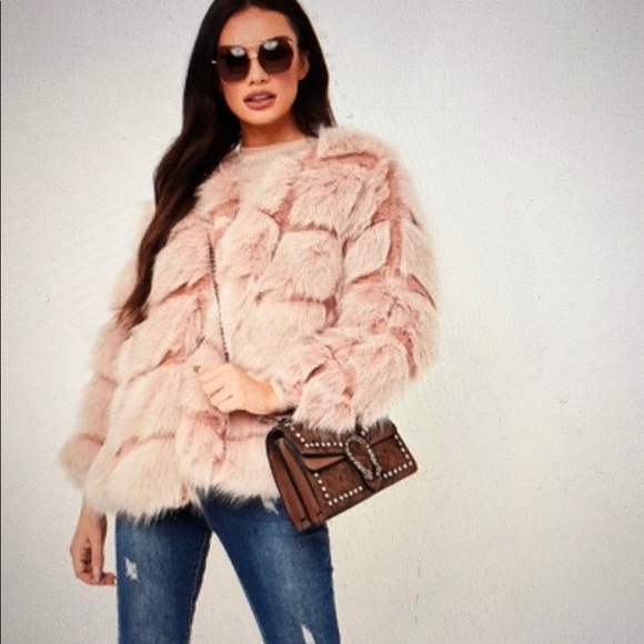Misspap katniss blush teddy pink faux fur coat S M - Picture 3 of 6